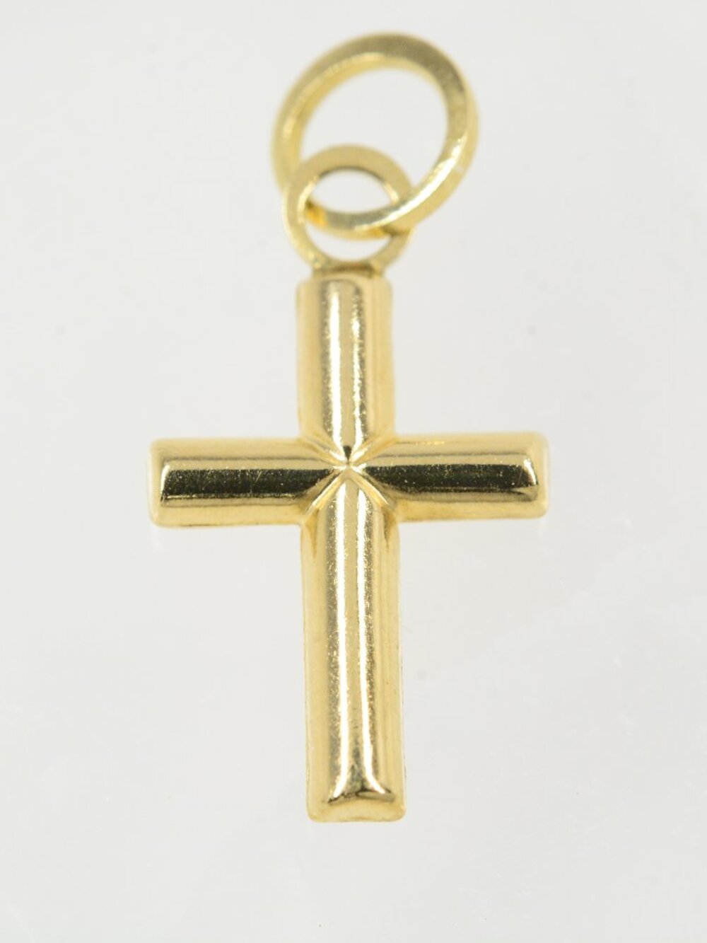 14K YELLOW GOLD CROSS, PLAIN, HOLLOW